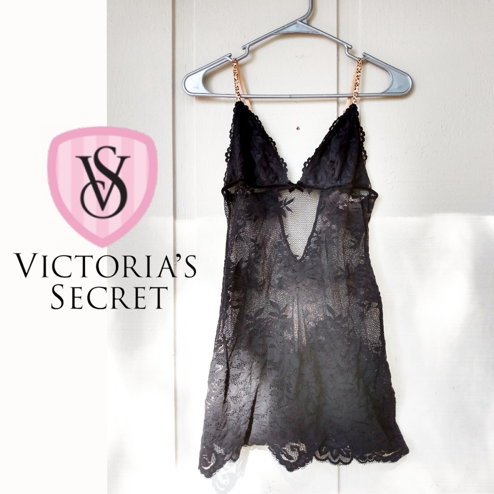 Victoria's Secret Very Sexy lace babydoll nightie leopard print negligeé